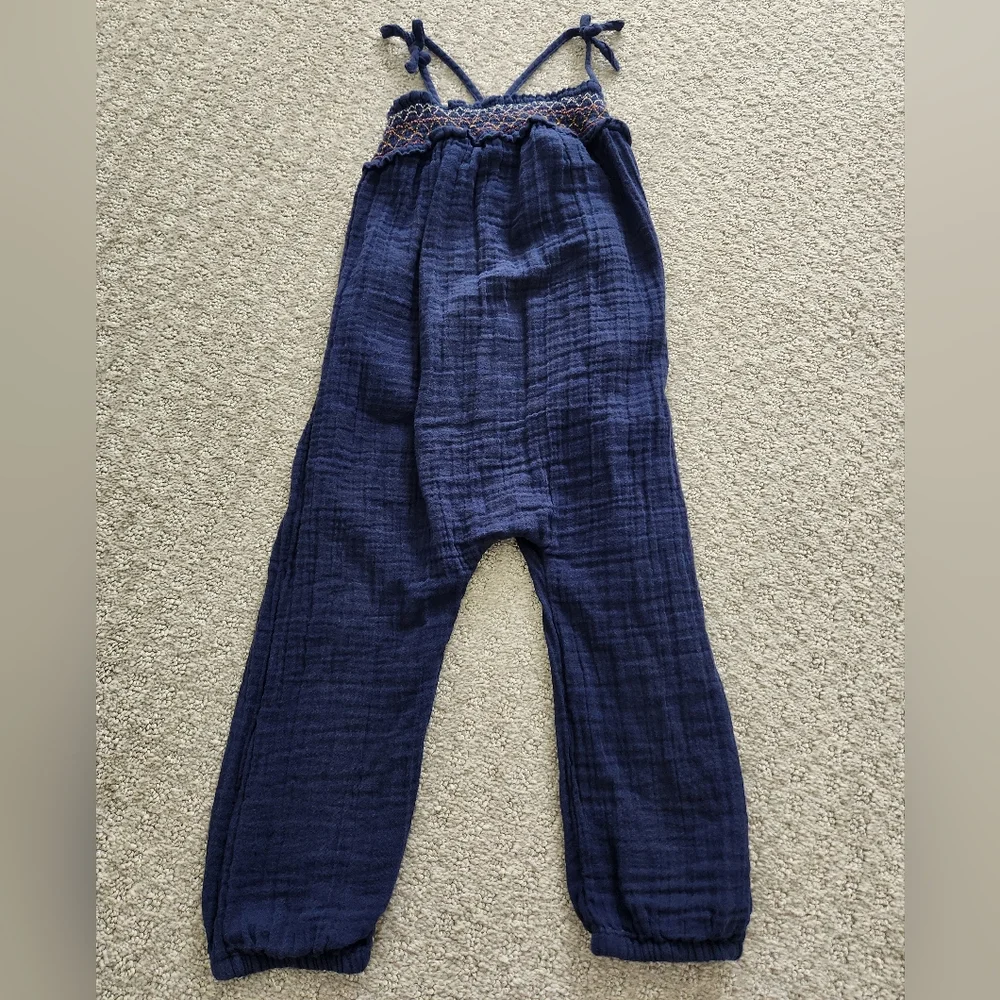 Old Navy 100% cotton Smocked Navy Blue Jumpsuit Romper 1PC‎ 3T Toddler Girl